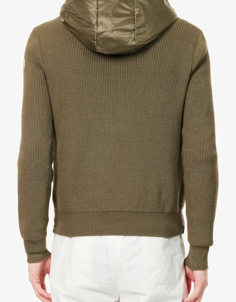 Hooded Hybrid Cardigan Green