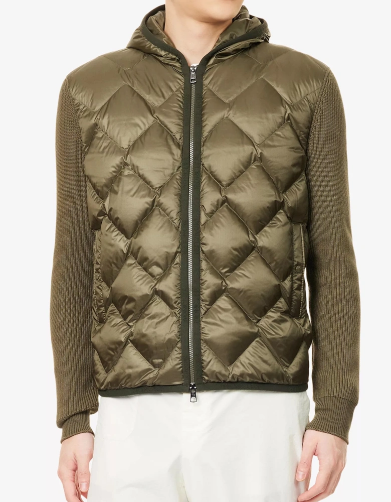 Hooded Hybrid Cardigan Green