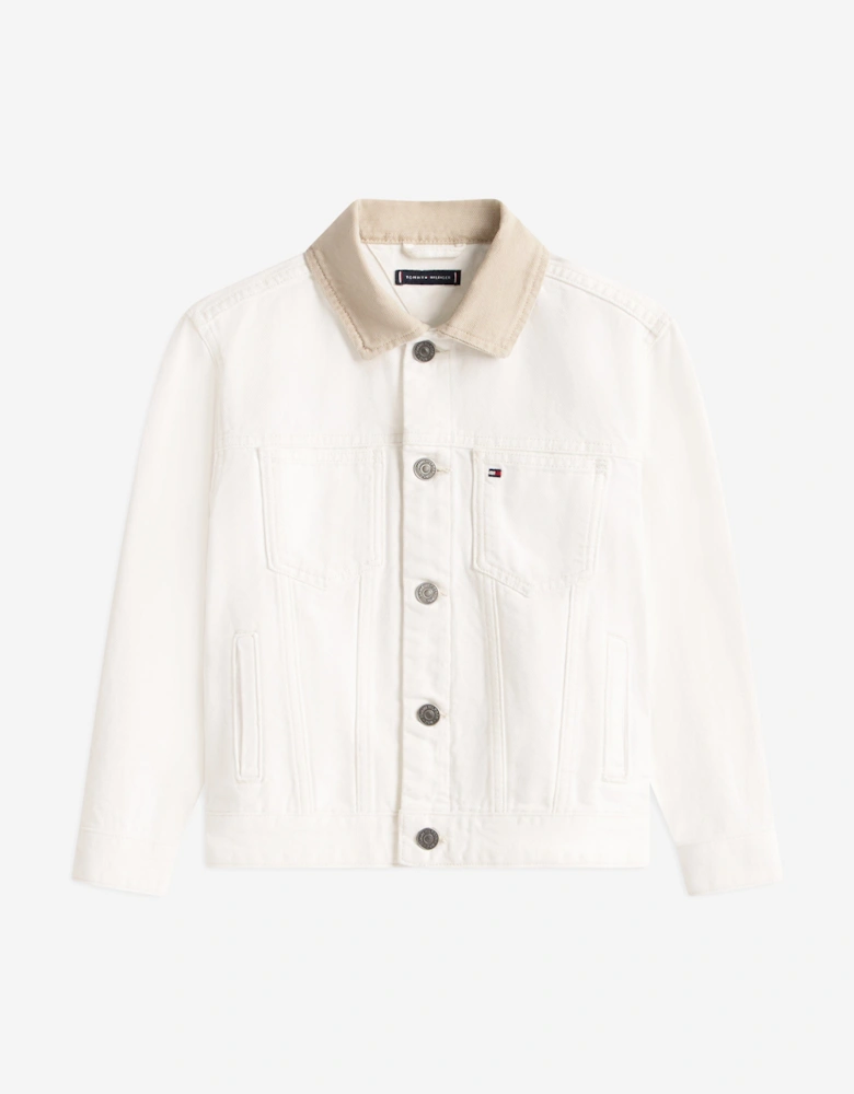 Boys Heritage Flag Denim Trucker Jacket in White