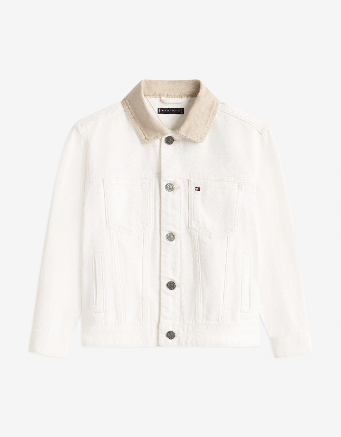 Boys Heritage Flag Denim Trucker Jacket in White, 6 of 5