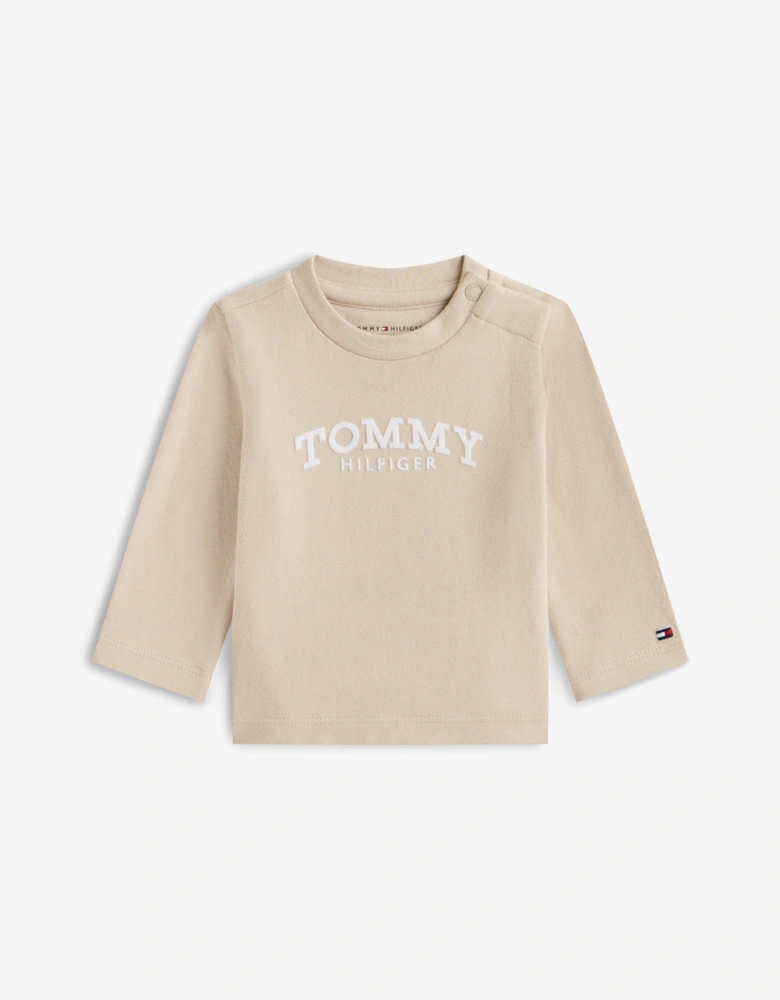 Baby Monotype Logo Long Sleeve T-Shirt in Beige