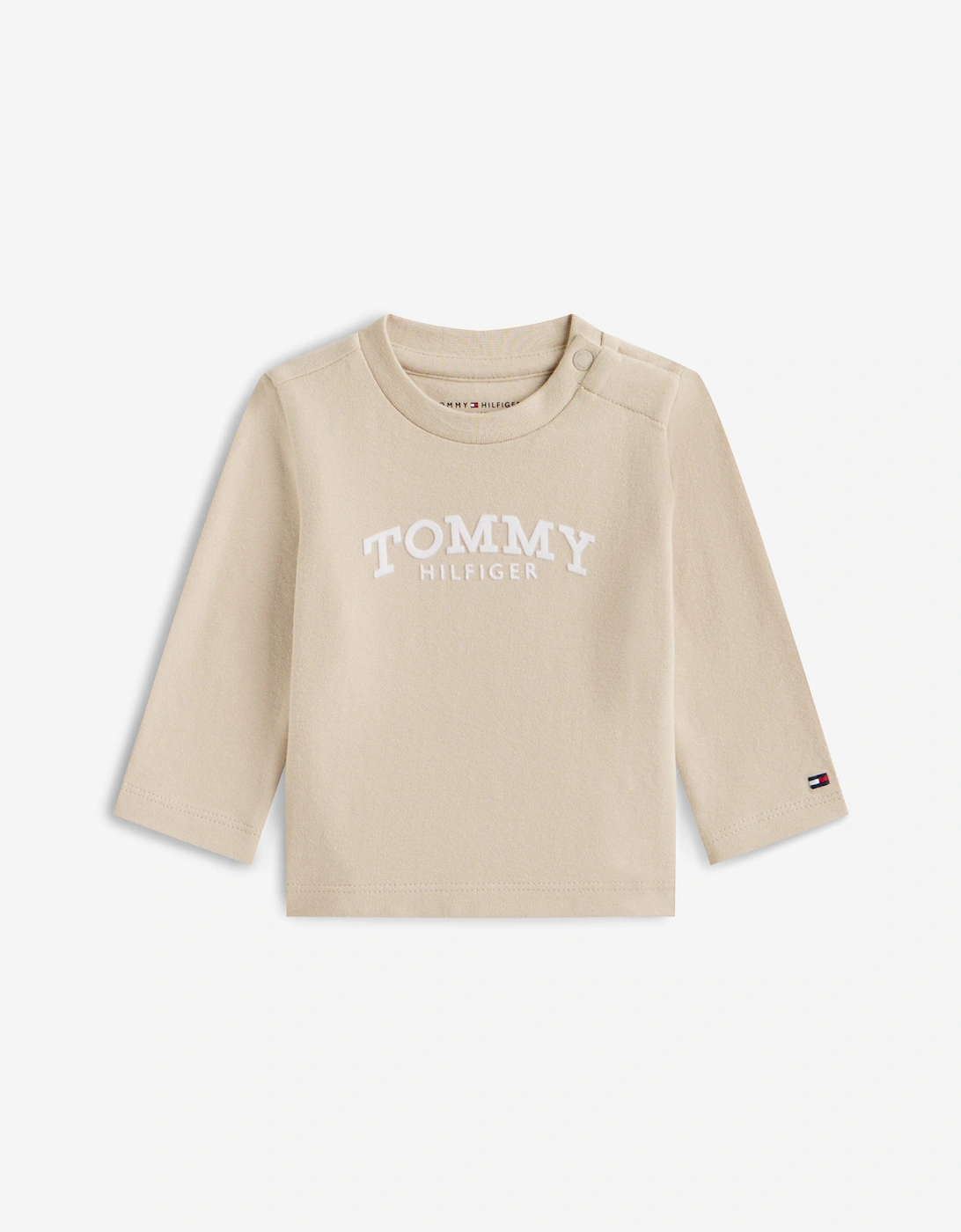 Baby Monotype Logo Long Sleeve T-Shirt in Beige, 5 of 4