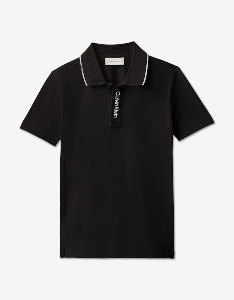Boys Embroidered Logo Polo Shirt in Black