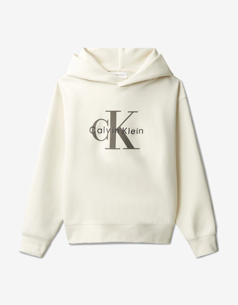 Boys Light Monologo Hoodie in Ivory