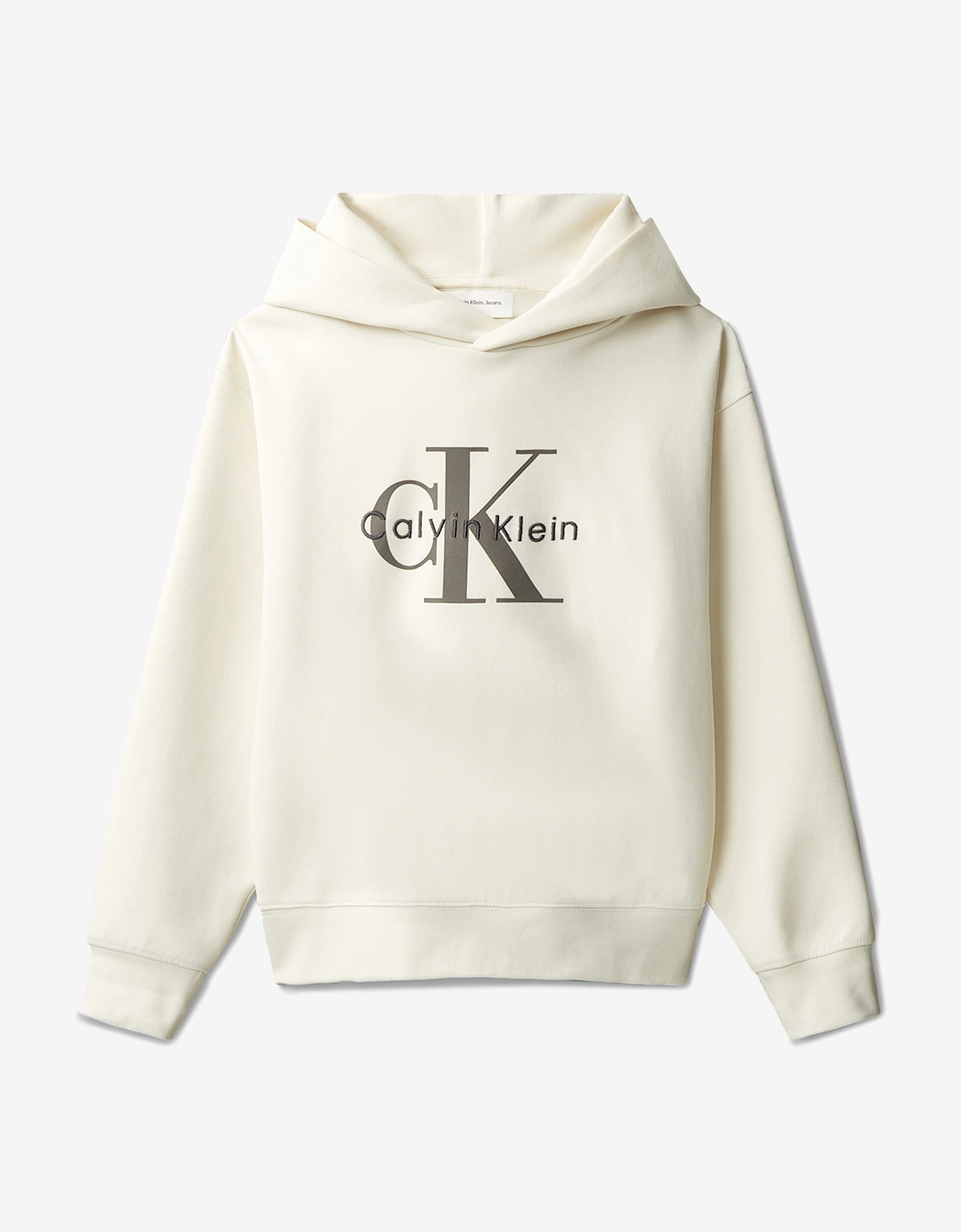 Calvin Klein Boys Cream 'S Light Monologo Hoodie In Ivory  14 Years Size 14 Yrs Kids