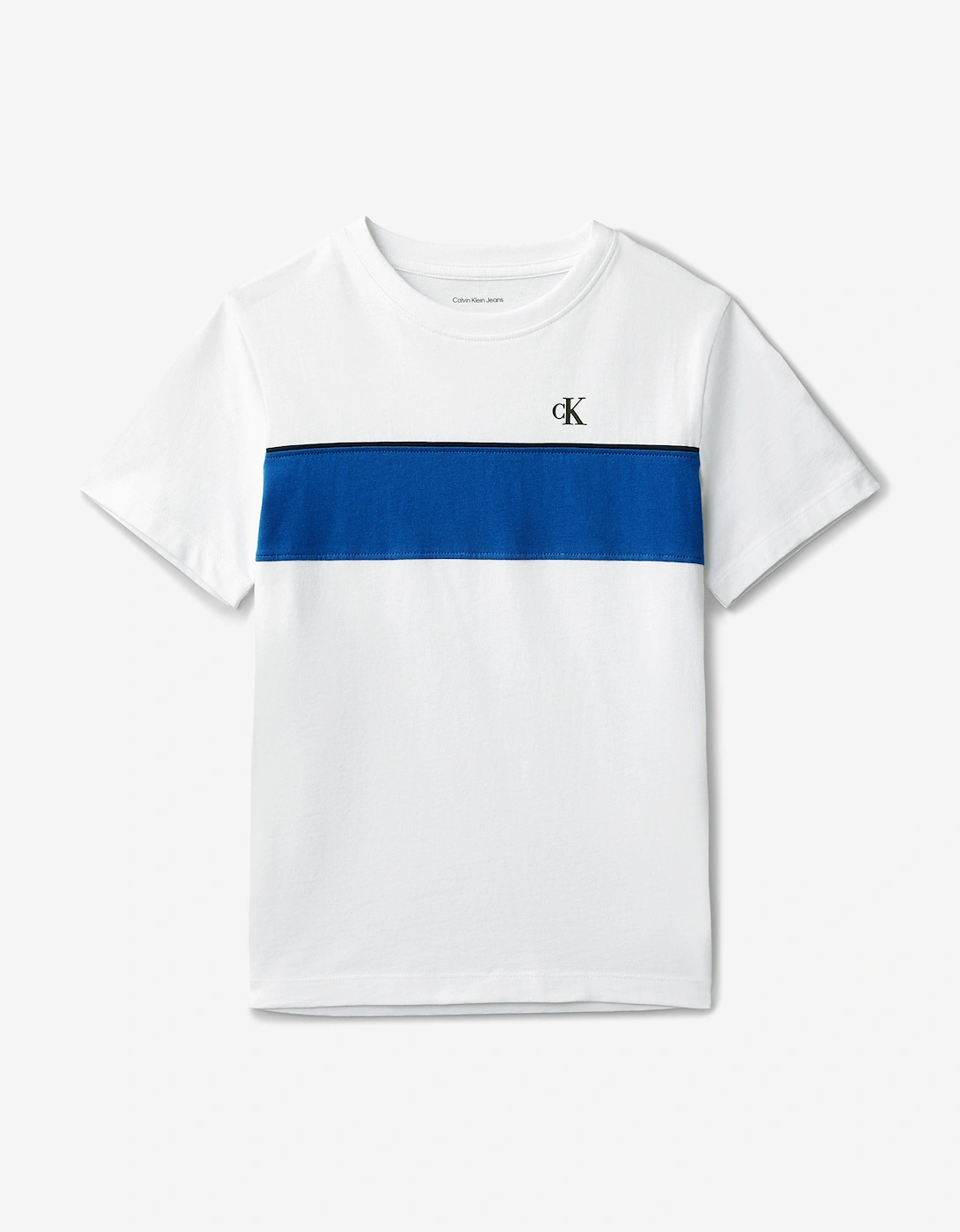Boys Panel Colourblock T-Shirt in White, 6 of 5