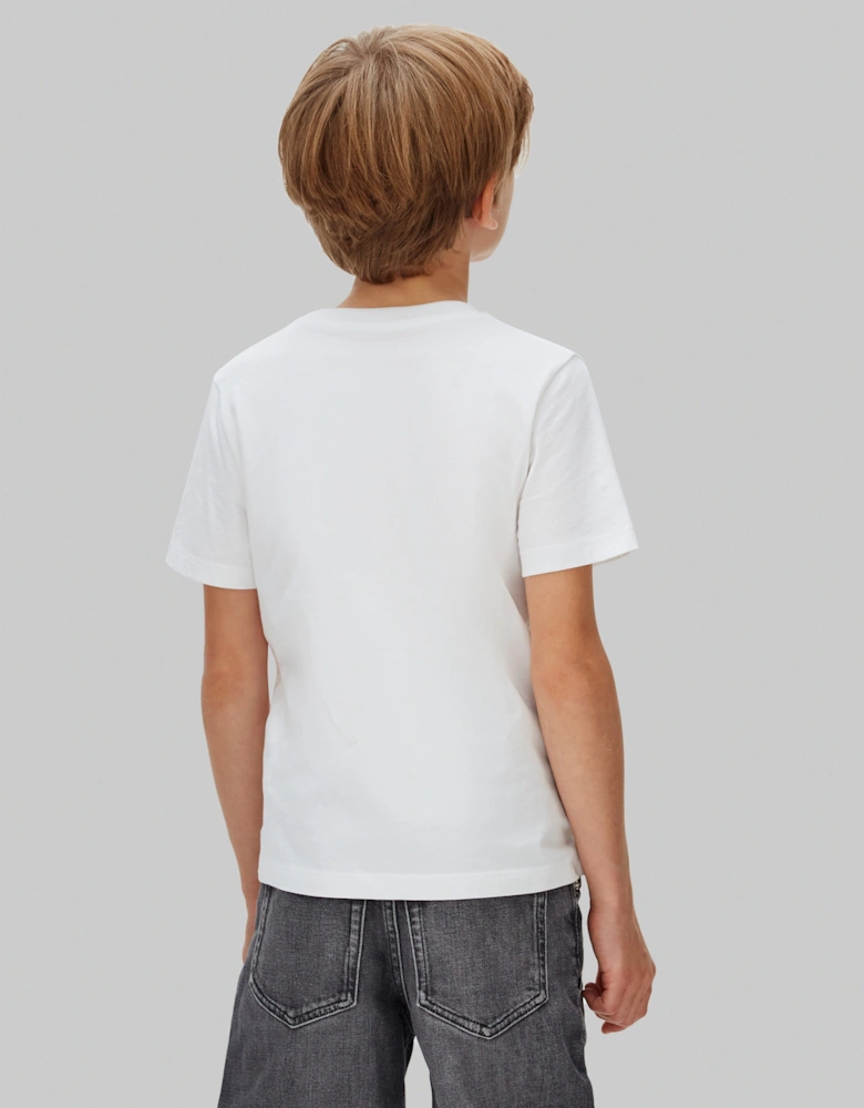 Boys Panel Colourblock T-Shirt in White