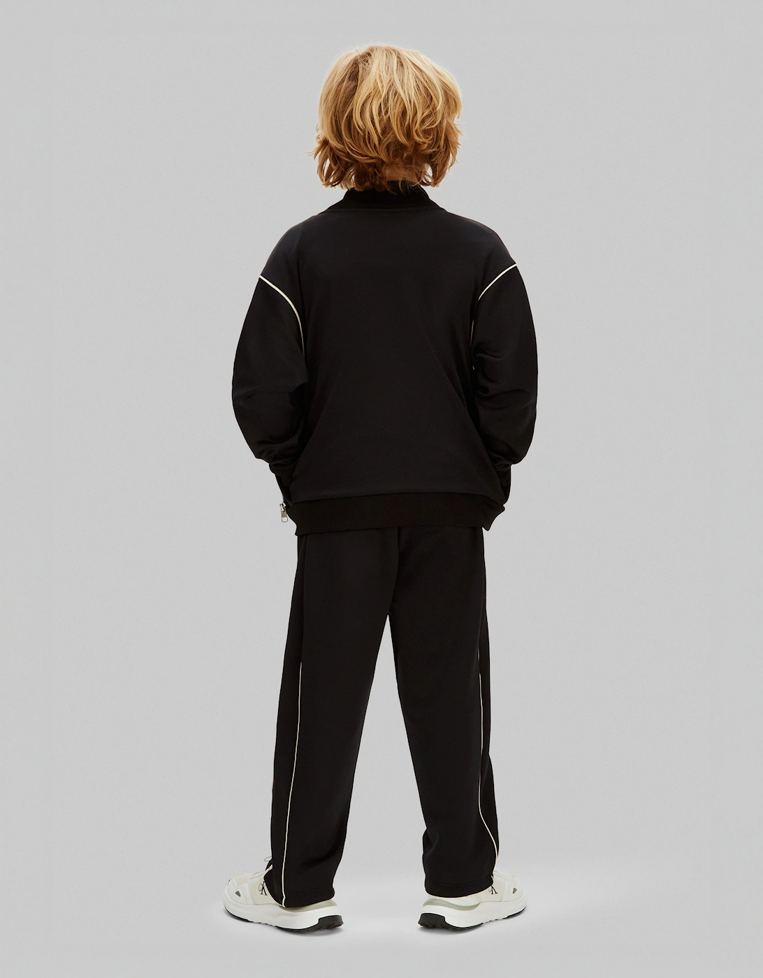 Boys Piping Joggers in Black