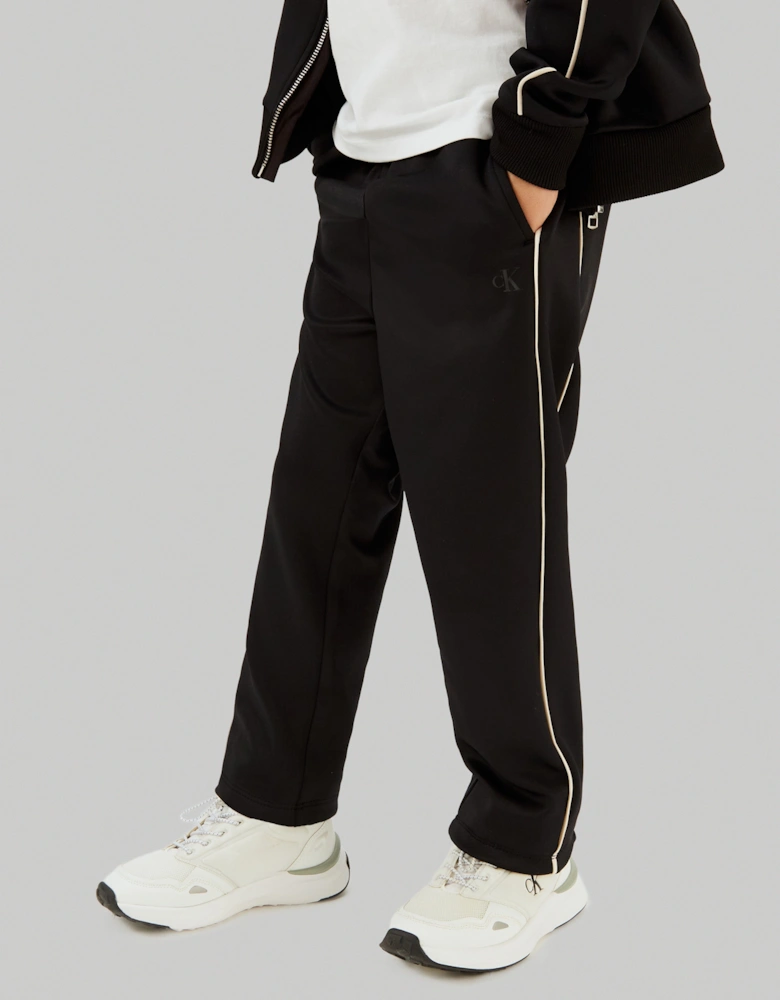 Boys Piping Joggers in Black