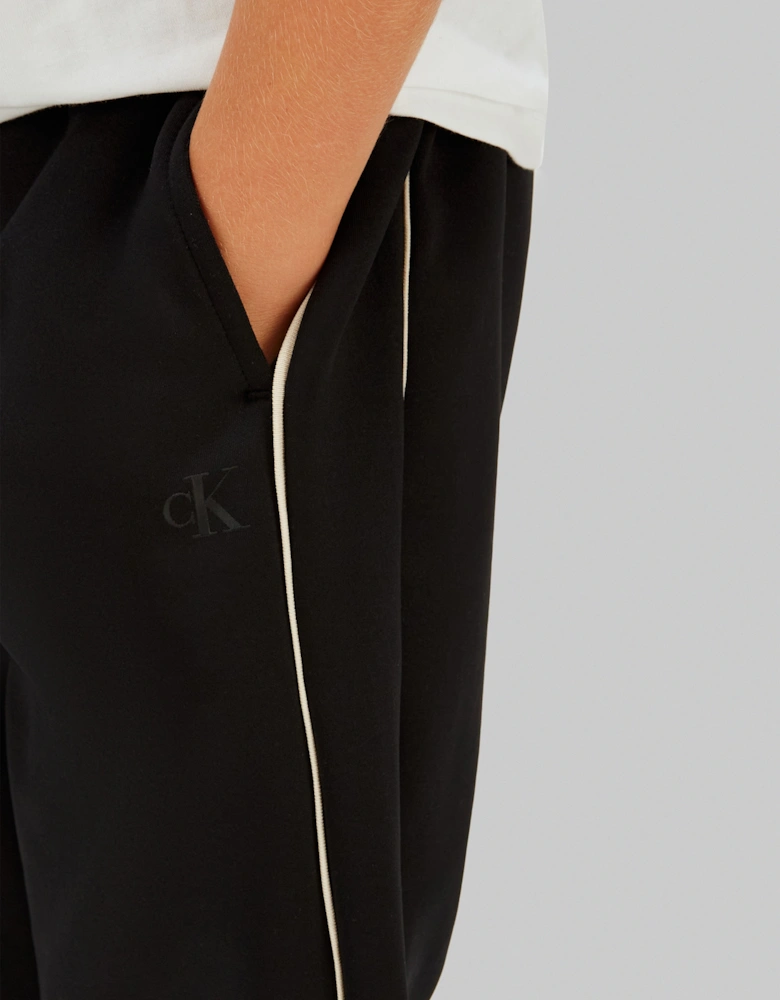 Boys Piping Joggers in Black