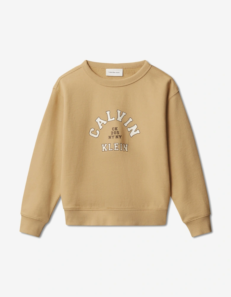 Boys Varsity Sweatshirt in Beige