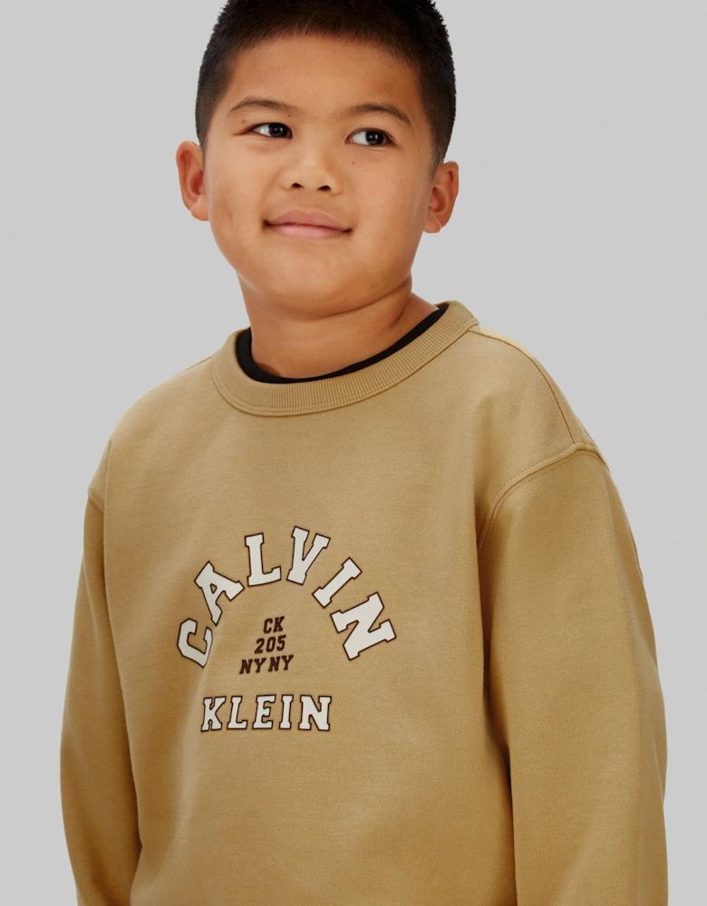 Boys Varsity Sweatshirt in Beige