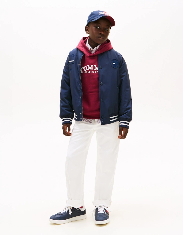 Boys Padded Graphic Bomber Jacket in Navy