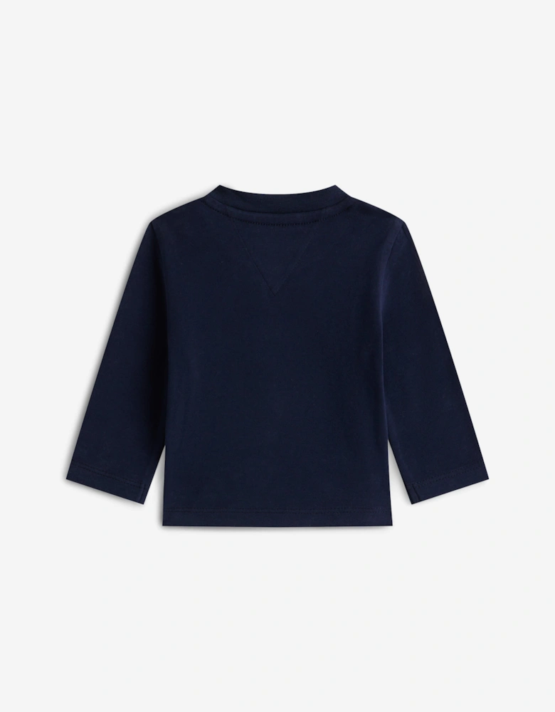 Baby Boys Monotype Logo Long Sleeve T-Shirt in Navy
