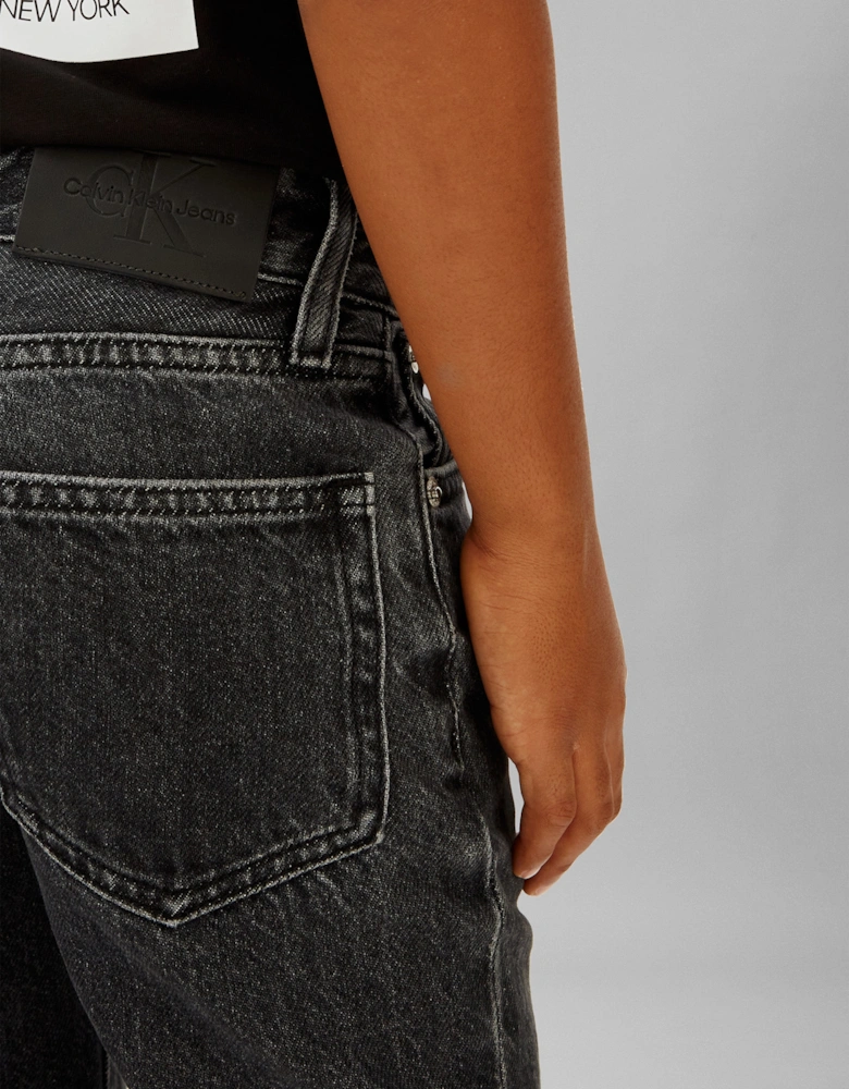 Boys Straight Optic Washed Jeans in Black