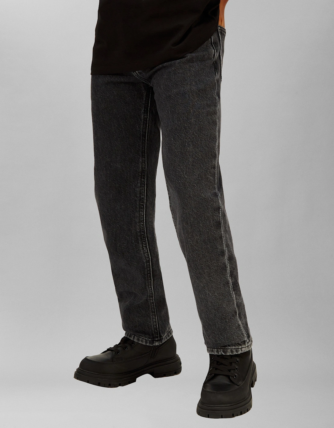 Boys Straight Optic Washed Jeans in Black