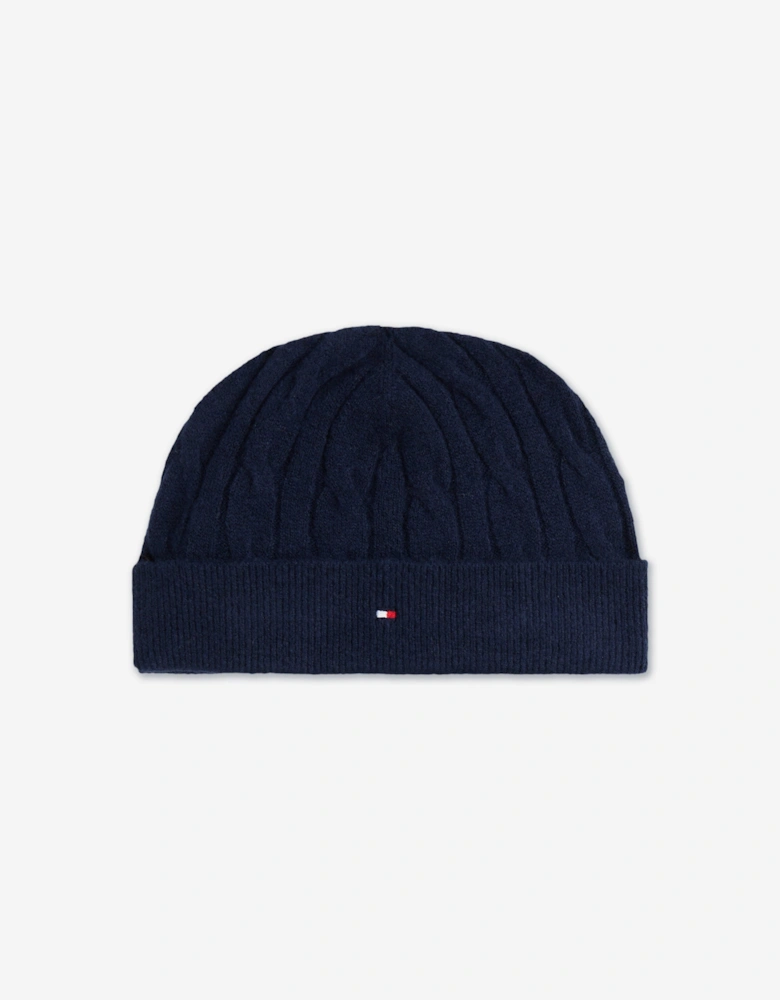 Baby Boys Cable Knit Beanie and Booties Set in Navy