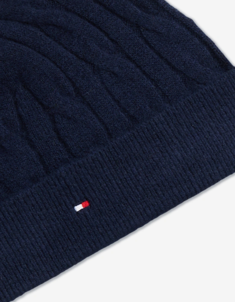 Baby Boys Cable Knit Beanie and Booties Set in Navy