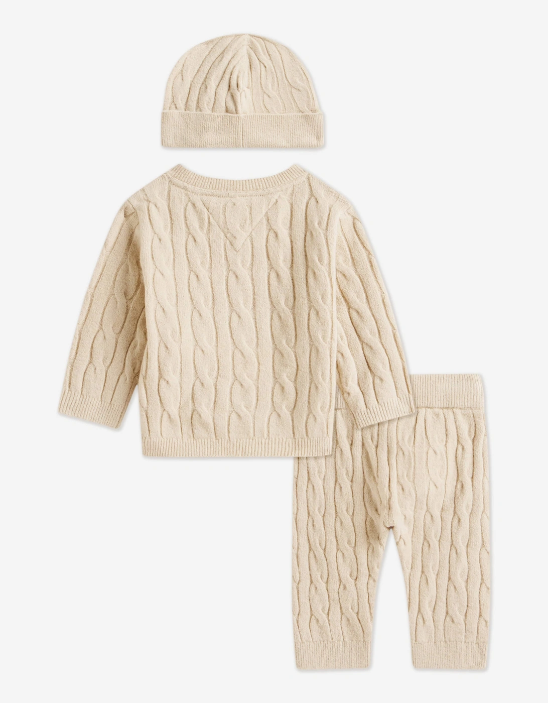 Baby Cable Knit Trouser Set in Beige