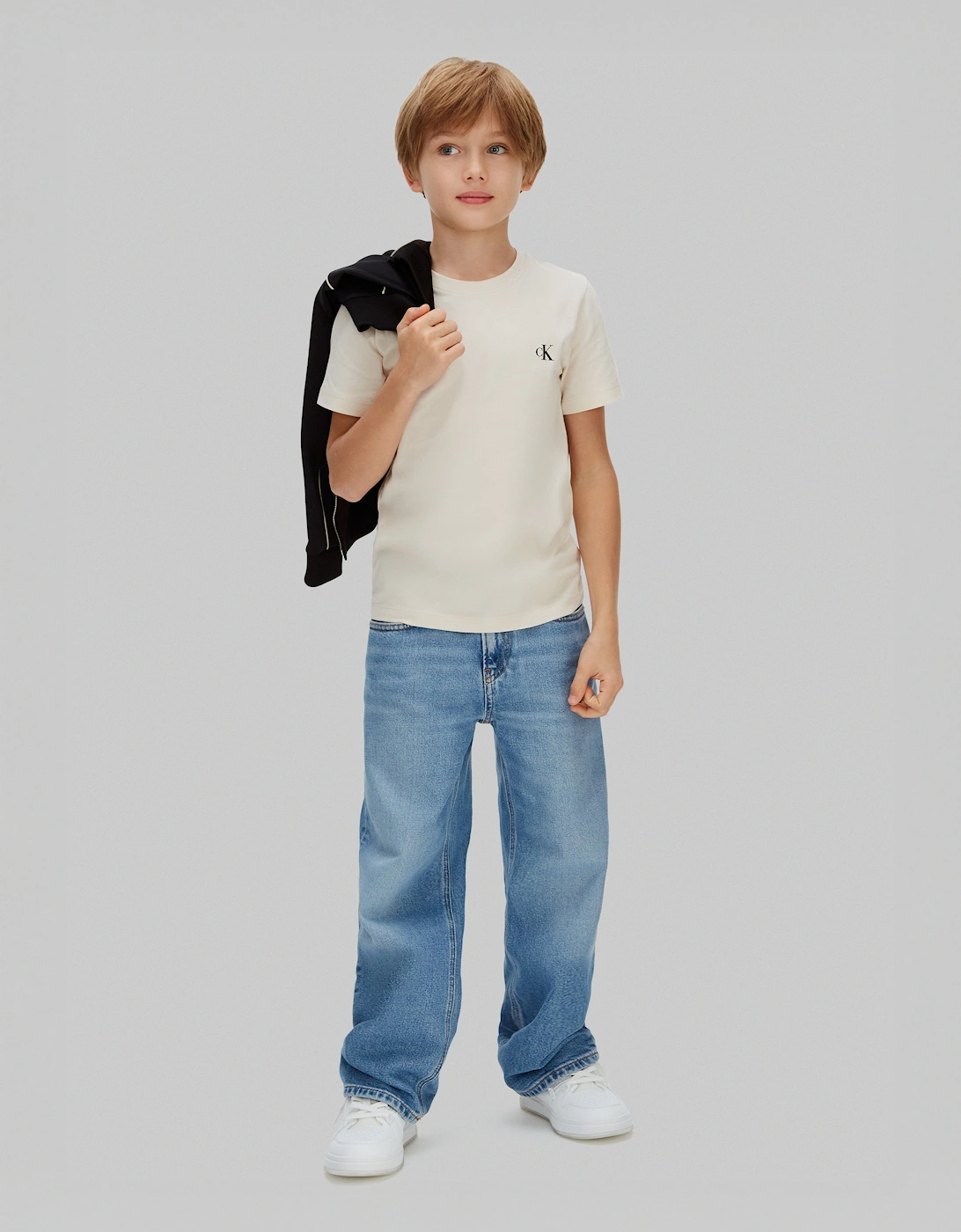 Boys 2 Pack Monogram Top Set in Beige