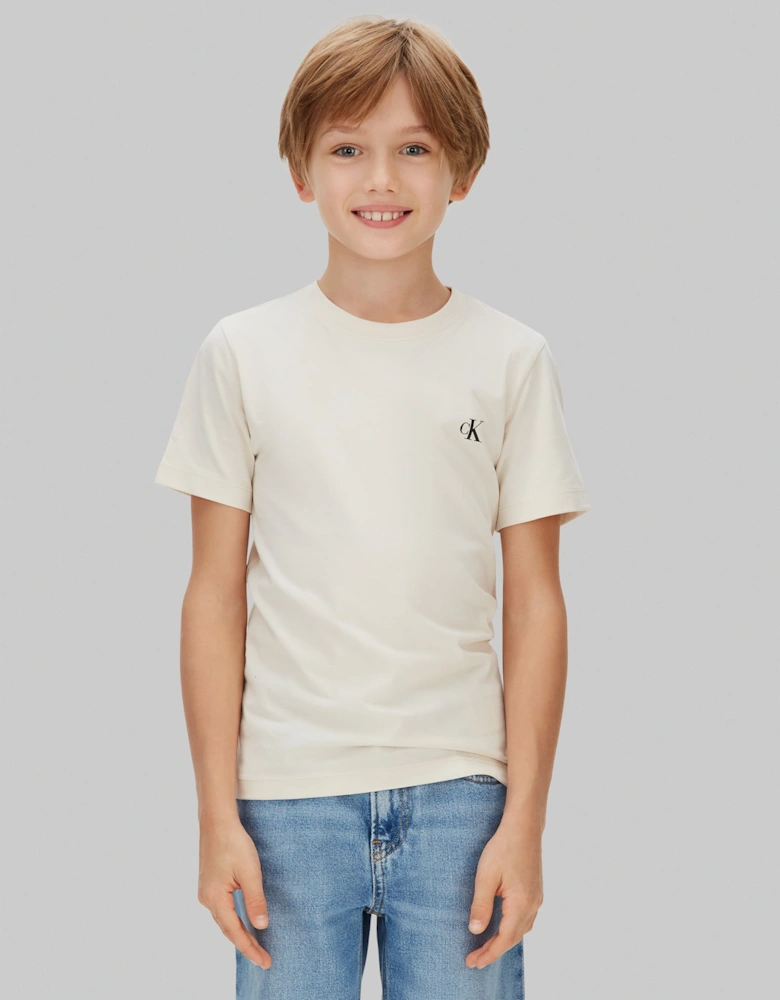 Boys 2 Pack Monogram Top Set in Beige
