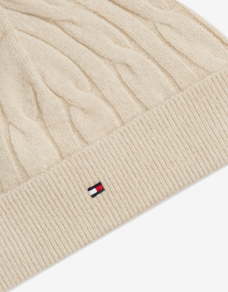 Baby Cable Knit Beanie and Booties Set in Beige