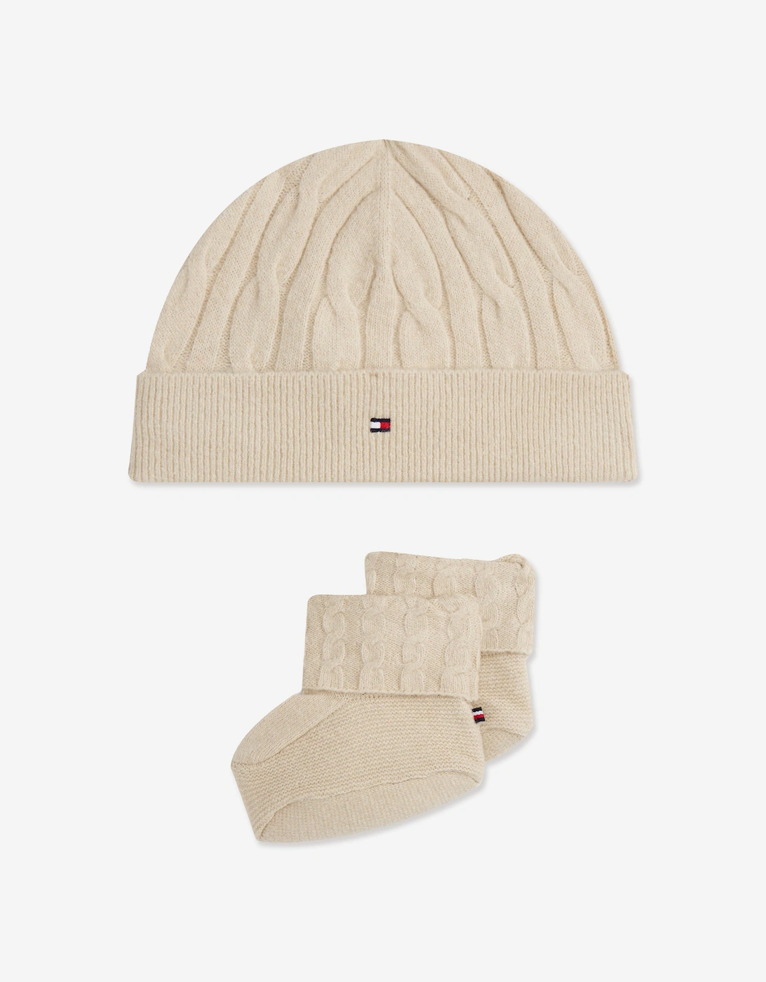 Baby Cable Knit Beanie and Booties Set in Beige, 6 of 5