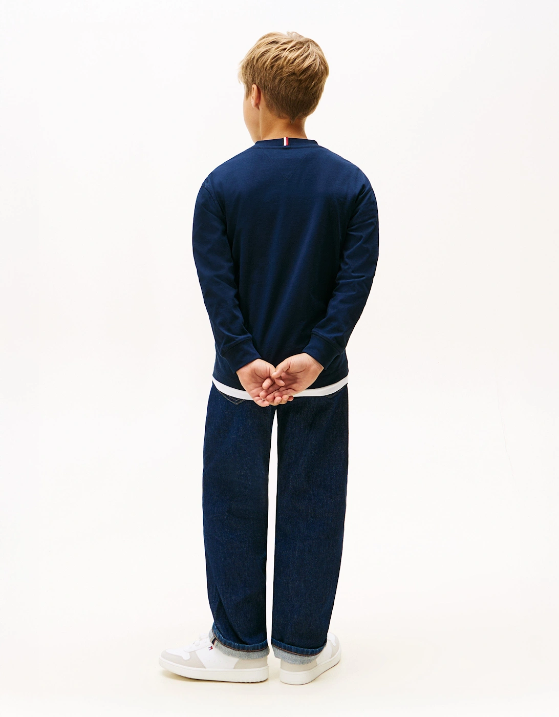 Boys Monotype Print Long Sleeve T-Shirt in Navy