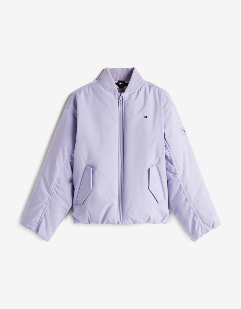 Girls Padded Bomber Jacket in Purple