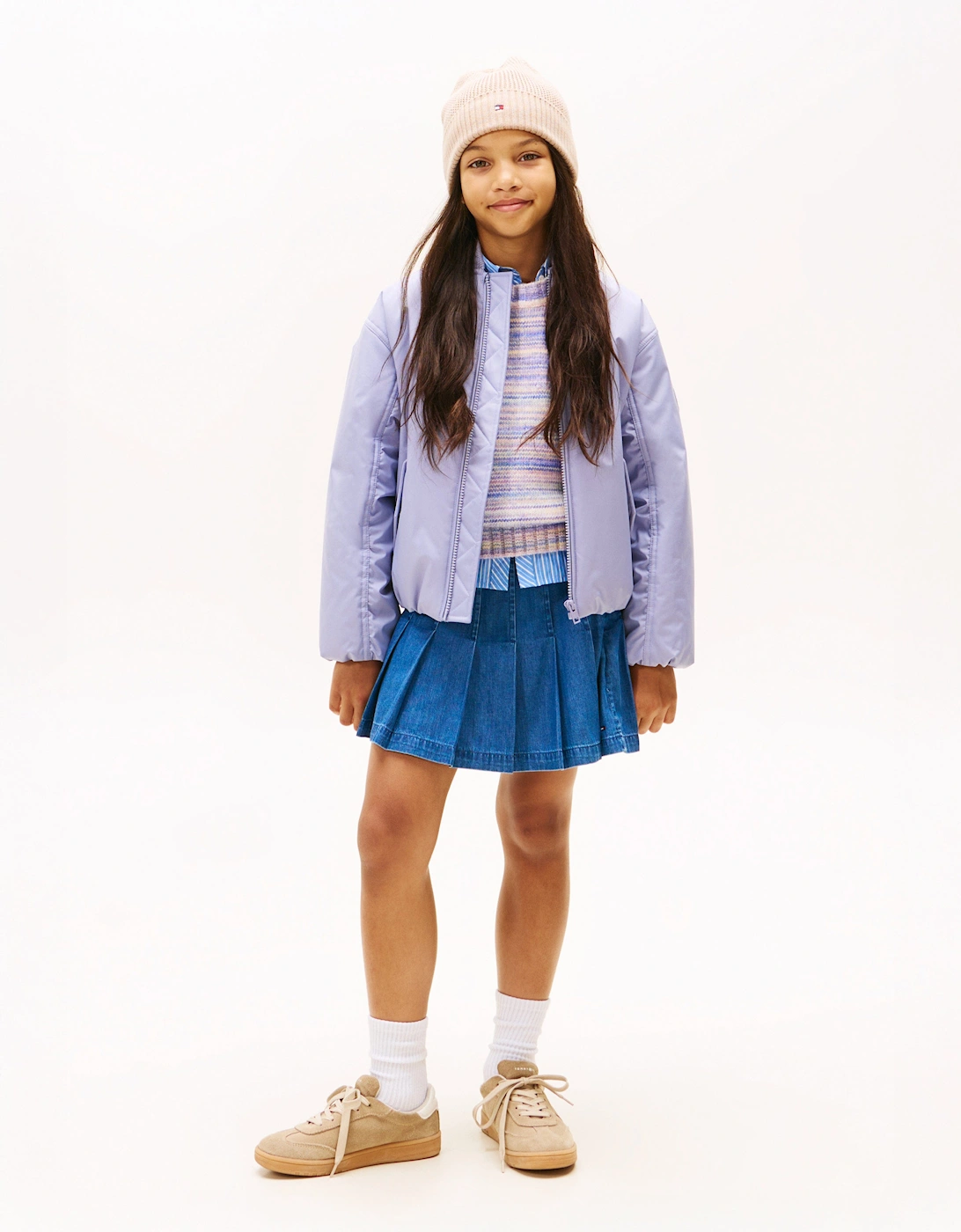 Girls Padded Bomber Jacket in Purple