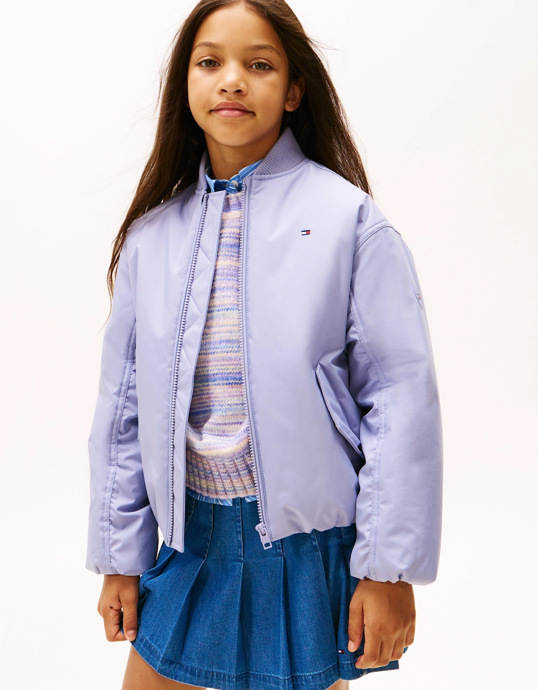 Girls Padded Bomber Jacket in Purple