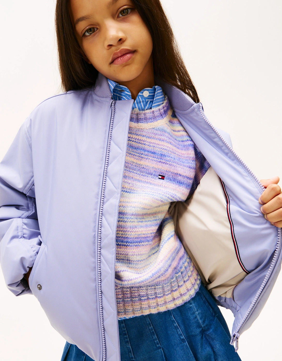 Girls Padded Bomber Jacket in Purple