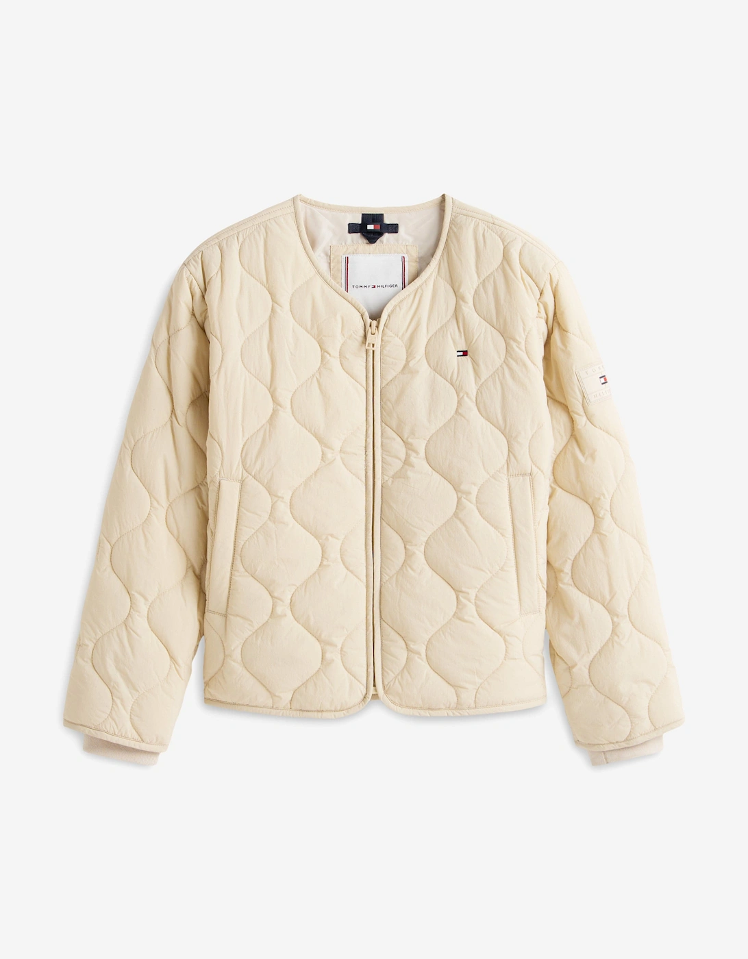 Girls Quilted Lightweight Jacket in Beige, 5 of 4