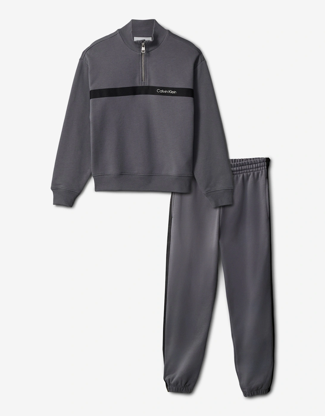 Boys Half Zip Tape Tracksuit in Grey, 7 of 6