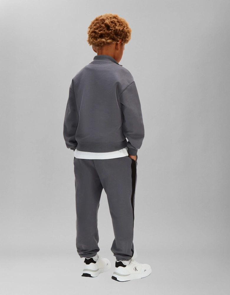 Boys Half Zip Tape Tracksuit in Grey