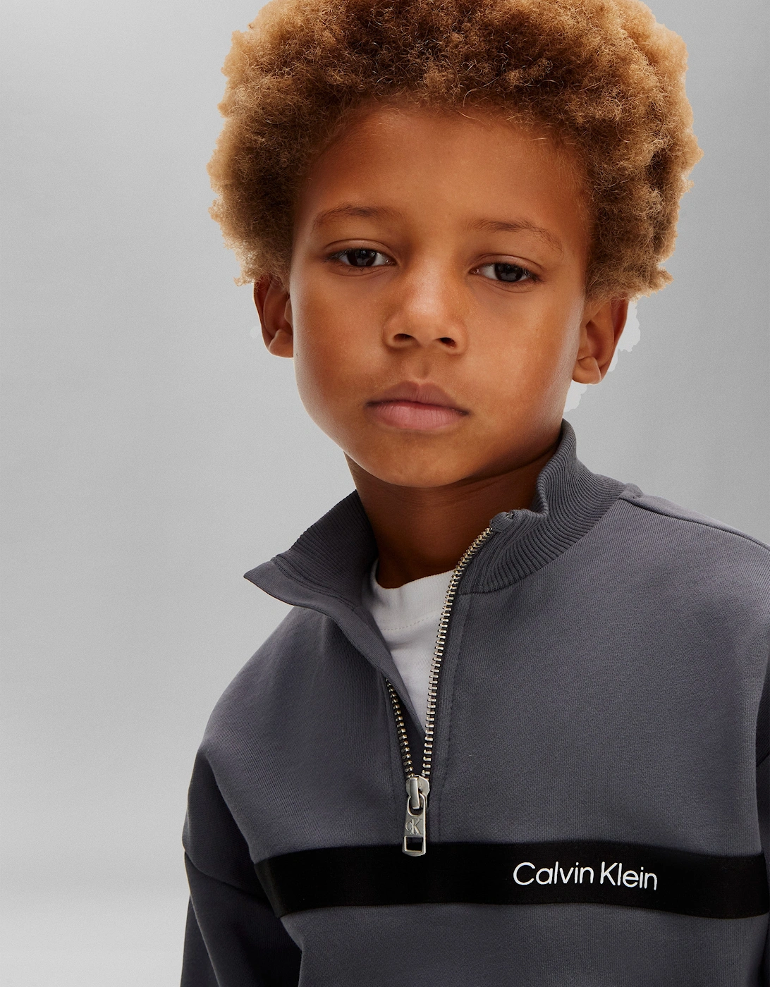 Boys Half Zip Tape Tracksuit in Grey