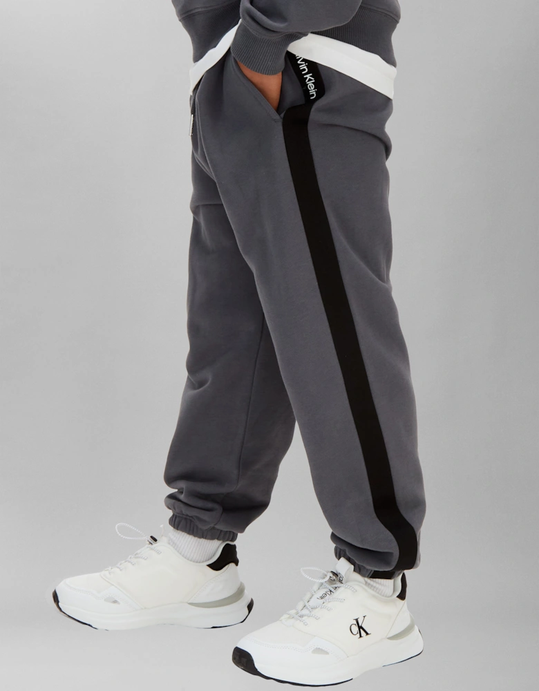 Boys Half Zip Tape Tracksuit in Grey