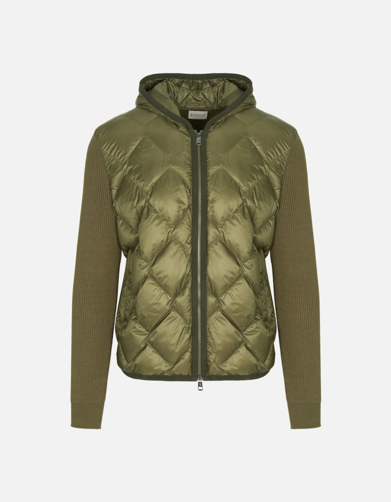 Hooded Hybrid Cardigan Green