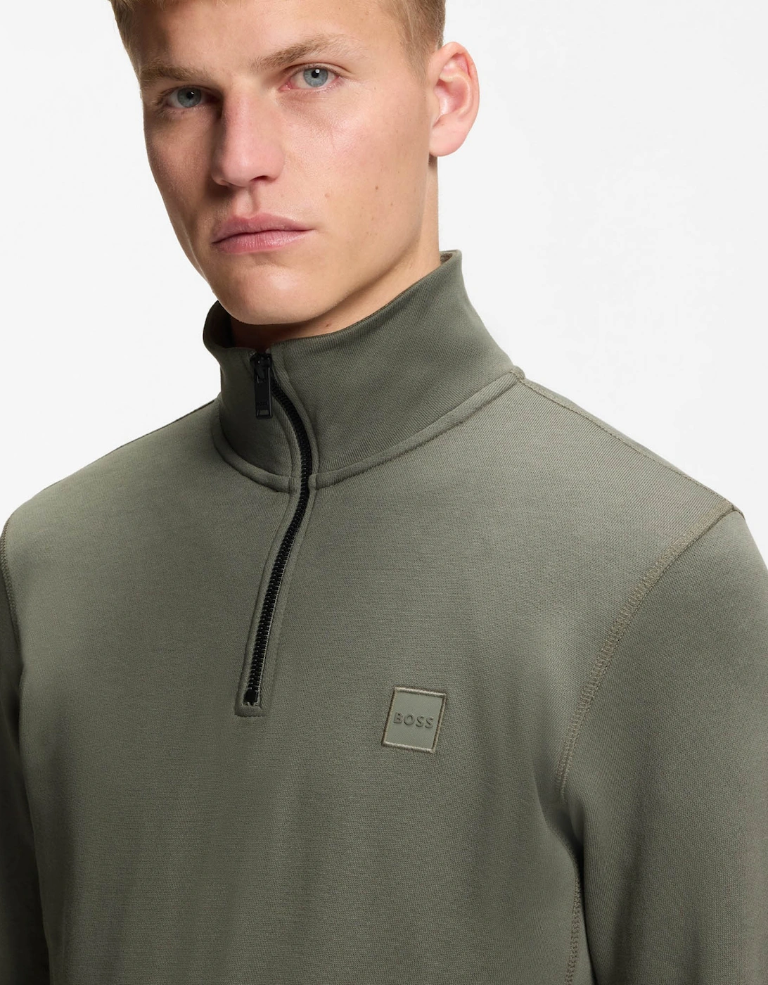 BOSS Orange Zetrust Mens 1/4 Zip Sweatshirt - Open Grey 076