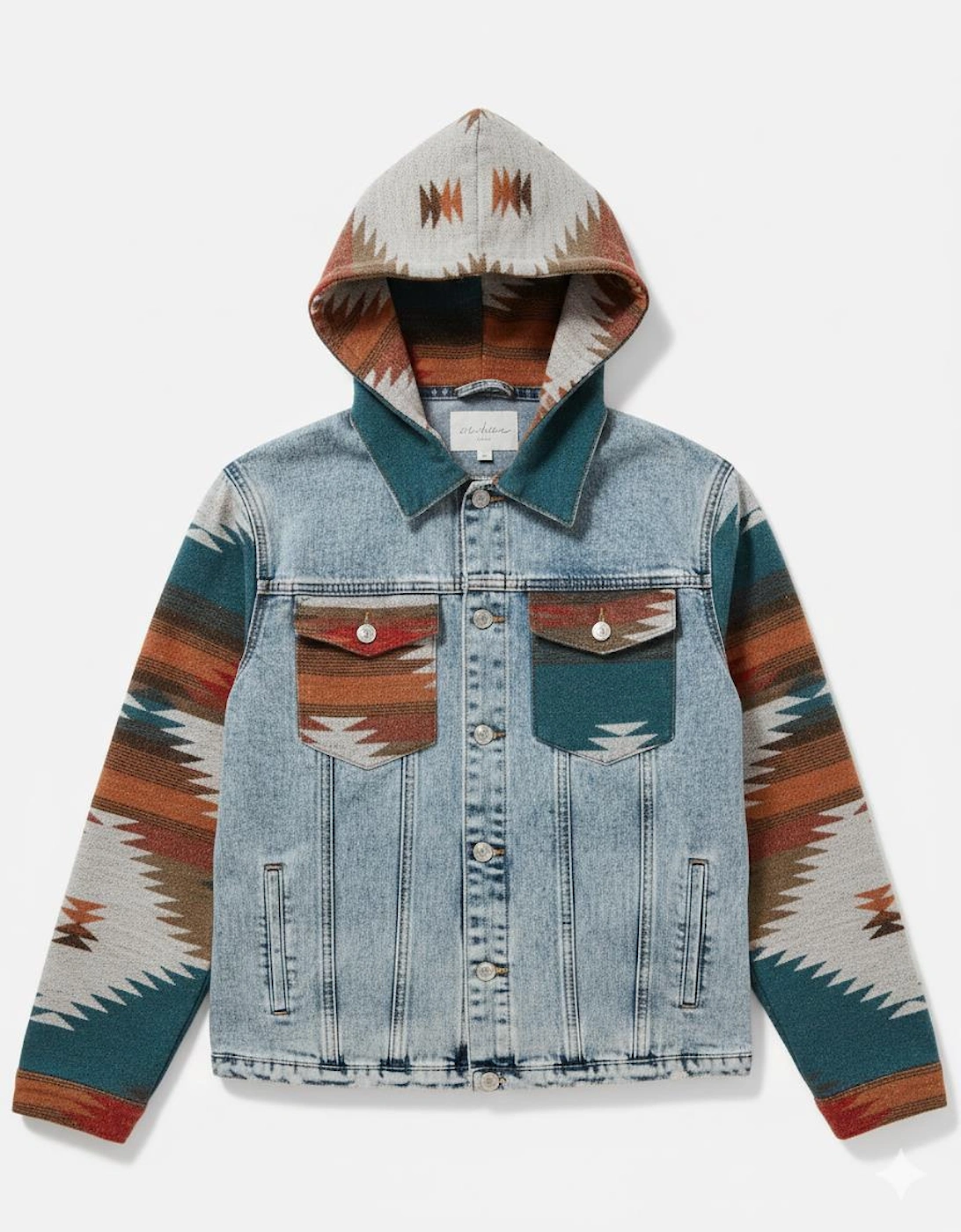 Multicolor Aztec Print Frayed Hem Denim Jacket, 19 of 18