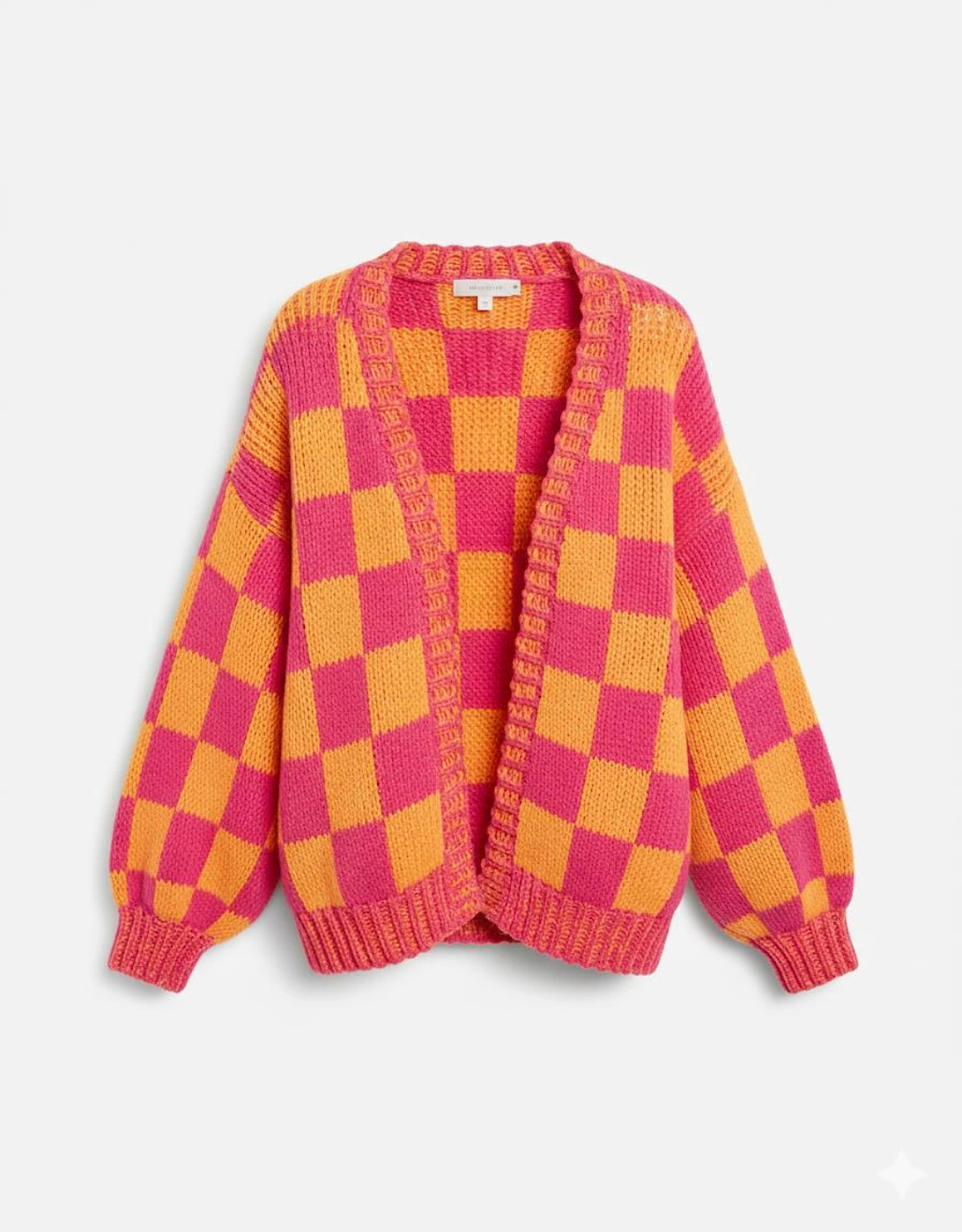 Multicolor Open Front Mixed Checkered Pattern Knit Cardigan, 17 of 16