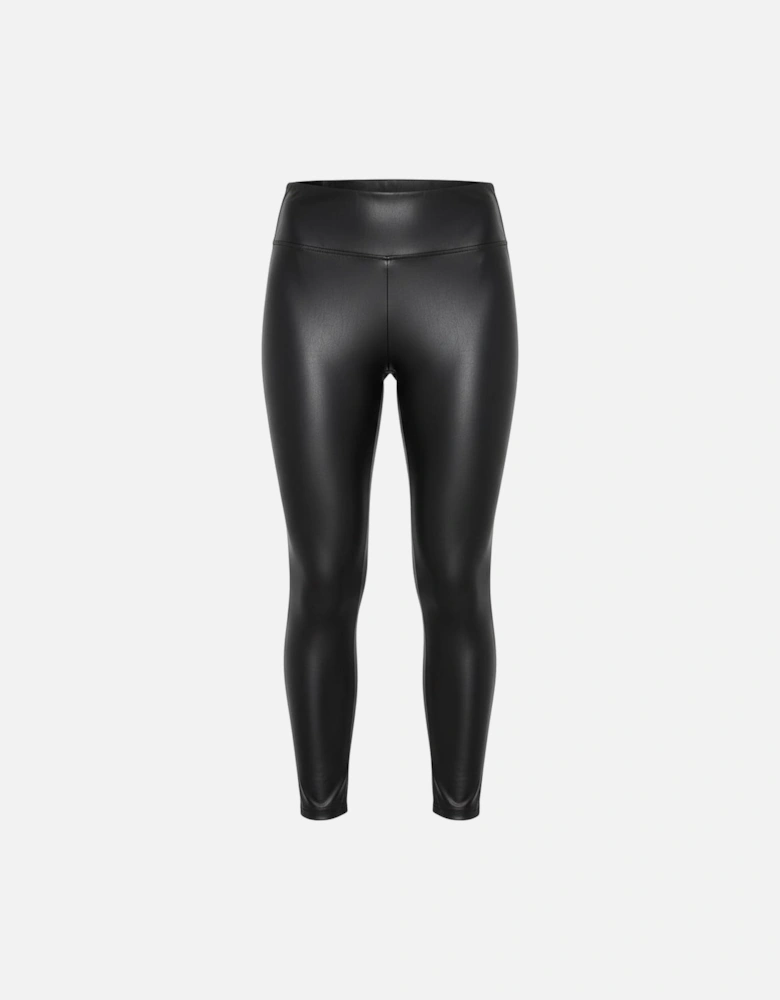 Black Faux Leather Zipped Detail Leggings