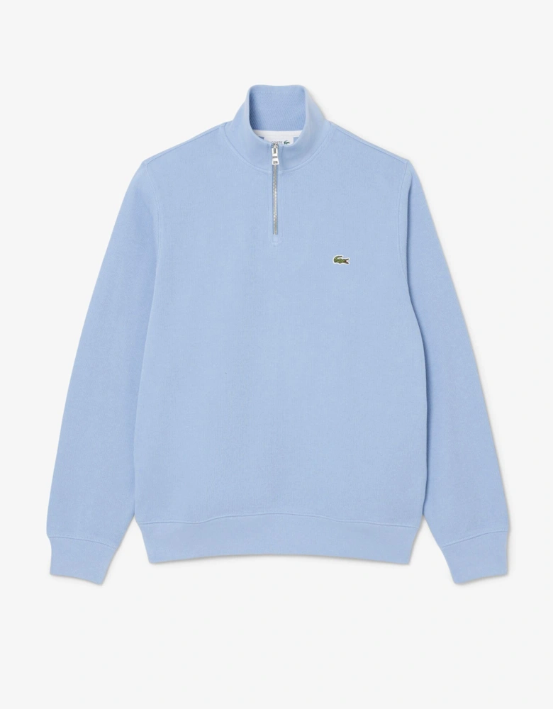 Zippered Stand-Up Collar Cotton Sweatshirt - Aphylla AEY