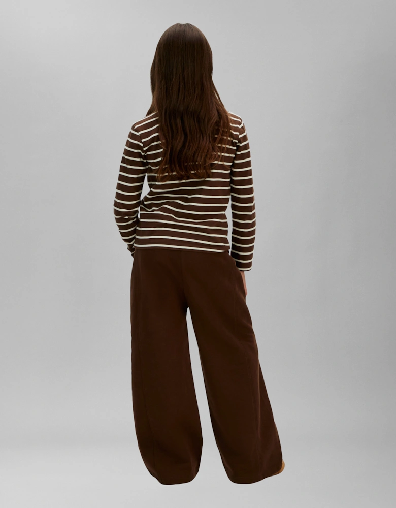 Girls Signature Wide Leg Joggers in Brown