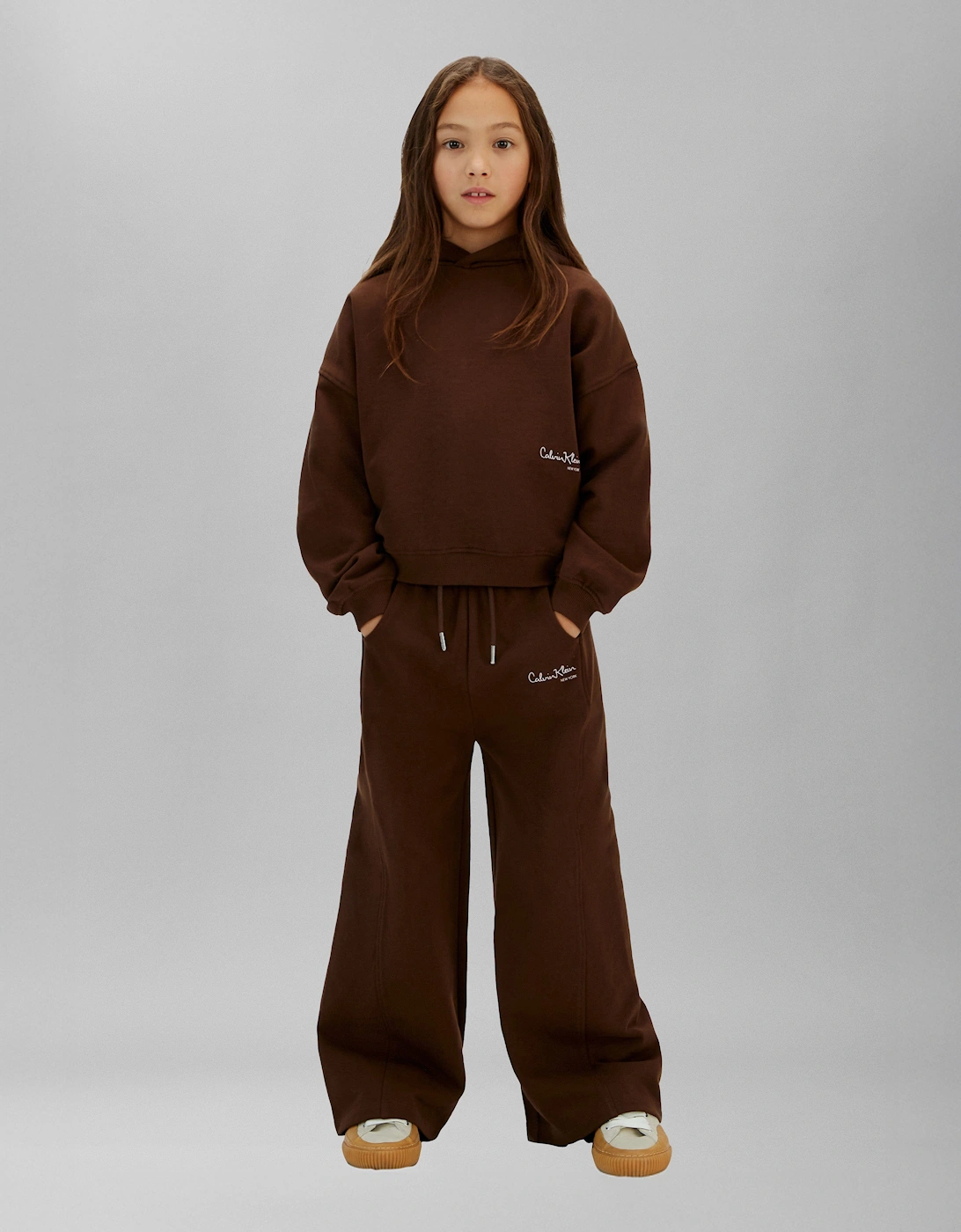 Girls Signature Hoodie in Brown