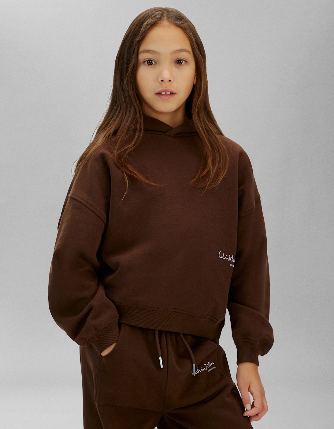 Girls Signature Hoodie in Brown