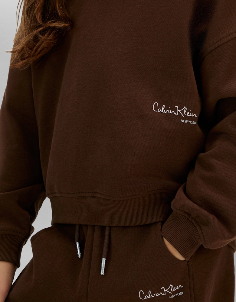 Girls Signature Hoodie in Brown