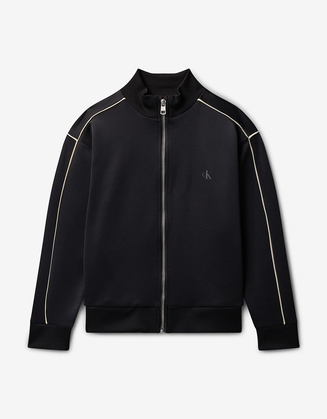 Boys Piping Zip Up Top in Black, 6 of 5