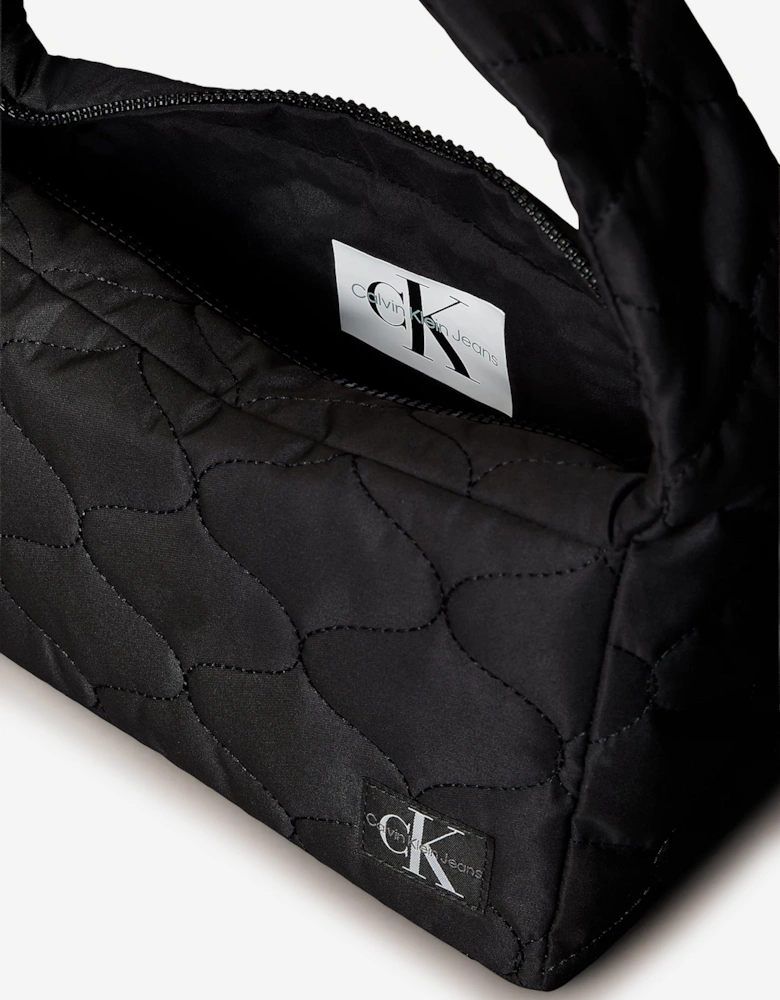 Girls Quilted Shoulder Bag in Black (25cm)