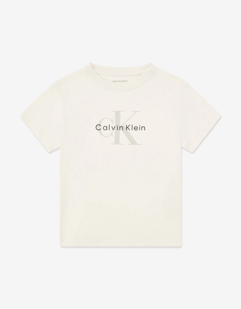 Girls CK Monogram T-Shirt in Ivory
